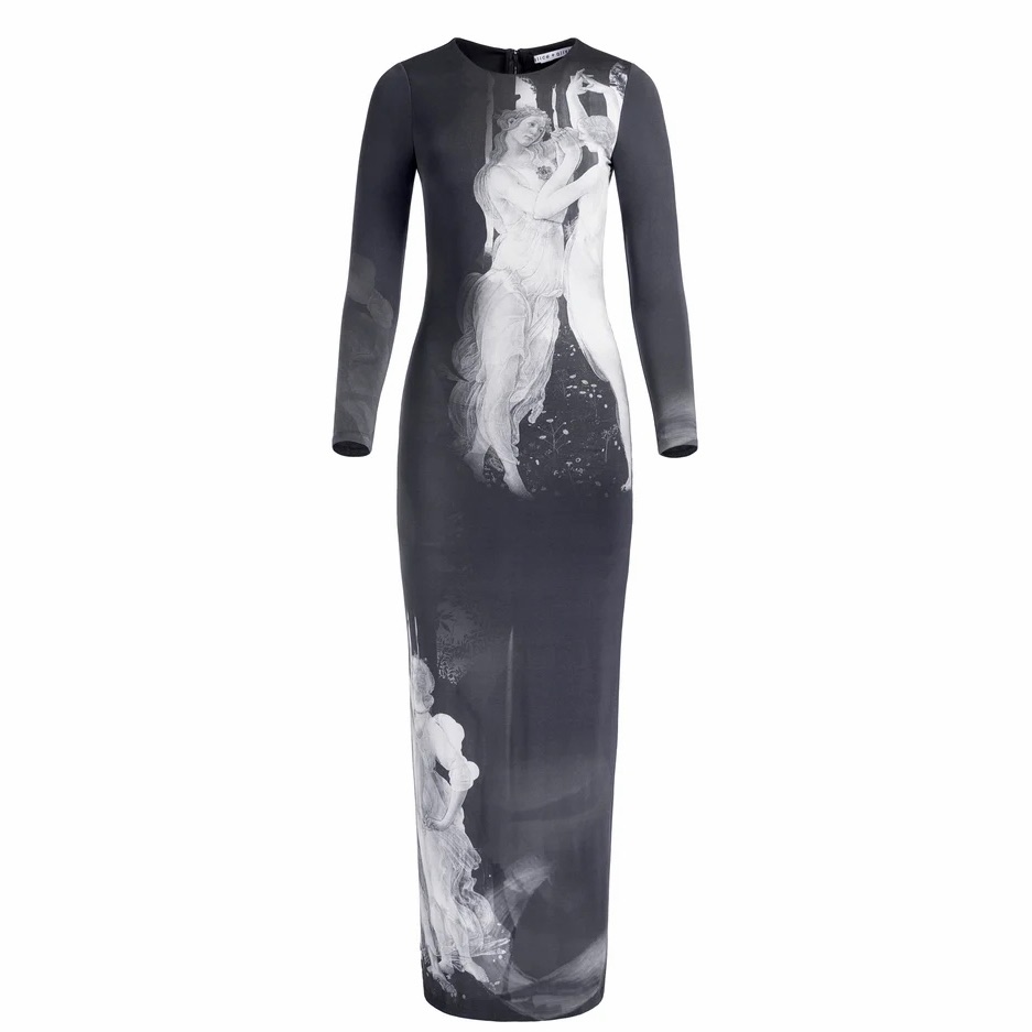 Nwt Alice + Olivia Renaissance Fresco Statue Delora Body Con Maxi Dress 2